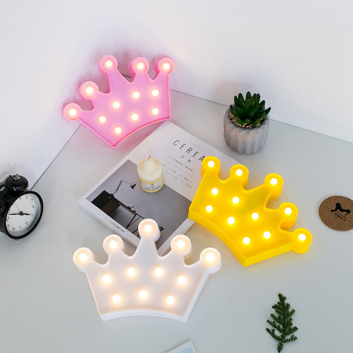 LED 5 Pt. Crown for Home Decor, Walls, Room, Desk & Backdrops (Blue,Yellow,White,Pink) Battery Operated