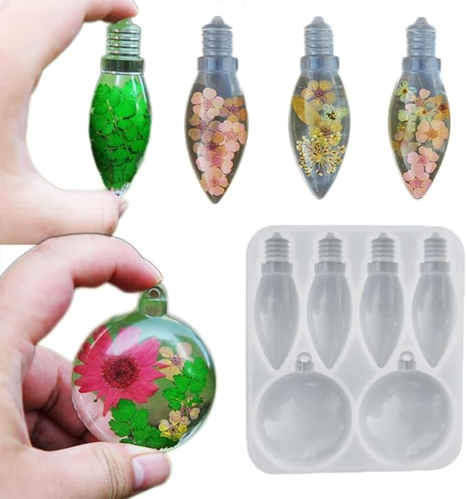 Light Bulb Pendant Silicone Mold Christmas Ornament Resin Mold