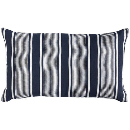 Linen Capri Stripe Navy Lumbar Cushion