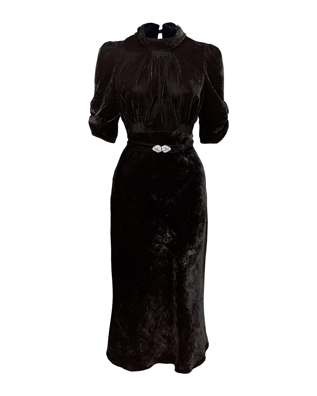 1930s Loretta Bias Dress - Liquorice