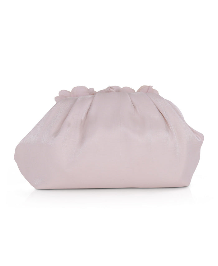 Champagne | Lottie Floral Applique Pouch Clutch Back