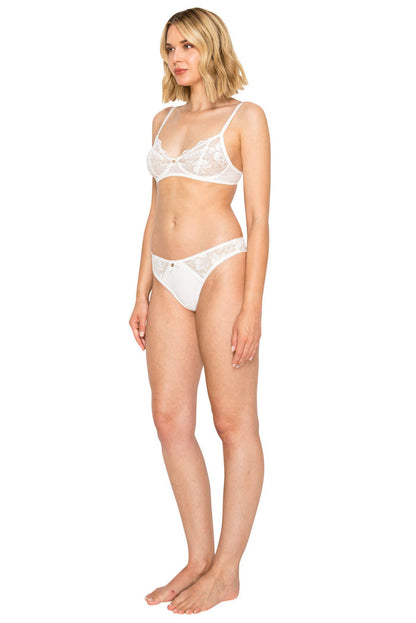 Bridal White | Luxe Floral Lace Thong Alt Angle