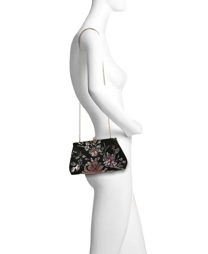 Black Multi | Lyric Sequin Floral Clutch Form