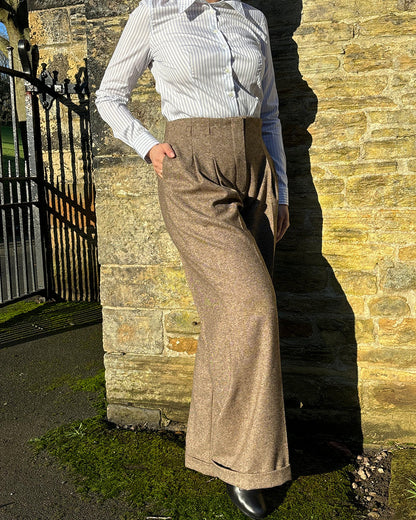 1930s Premium Marlene Trousers - Almondine Lambswool
