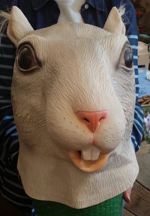 Mask - Full Head Mask - Latex White Squirrel, Adjustable