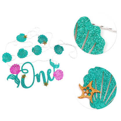 Mermaid Glitter Happy Birthday Banner or "One" Banner