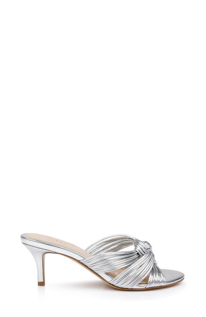 Silver | Mia Twisted Leather Mules