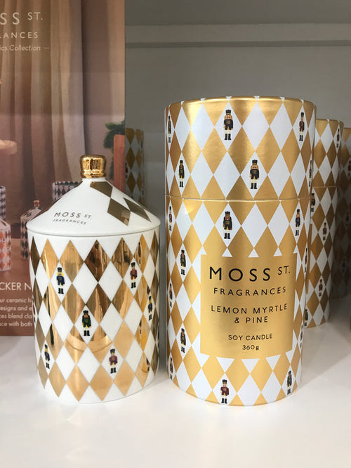 Moss Street Ceramic Large Candle Lemon Myrtle and Pine 360g
