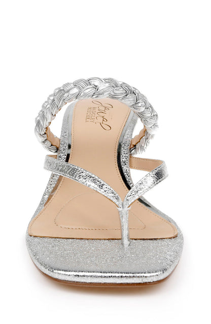 Silver Metallic | Nadya Kitten Heel Thong Sandals Front
