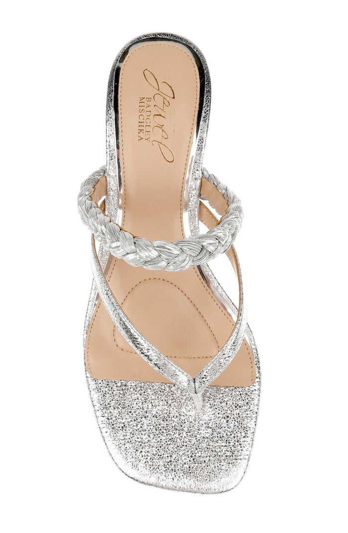 Silver Metallic | Nadya Kitten Heel Thong Sandals Top