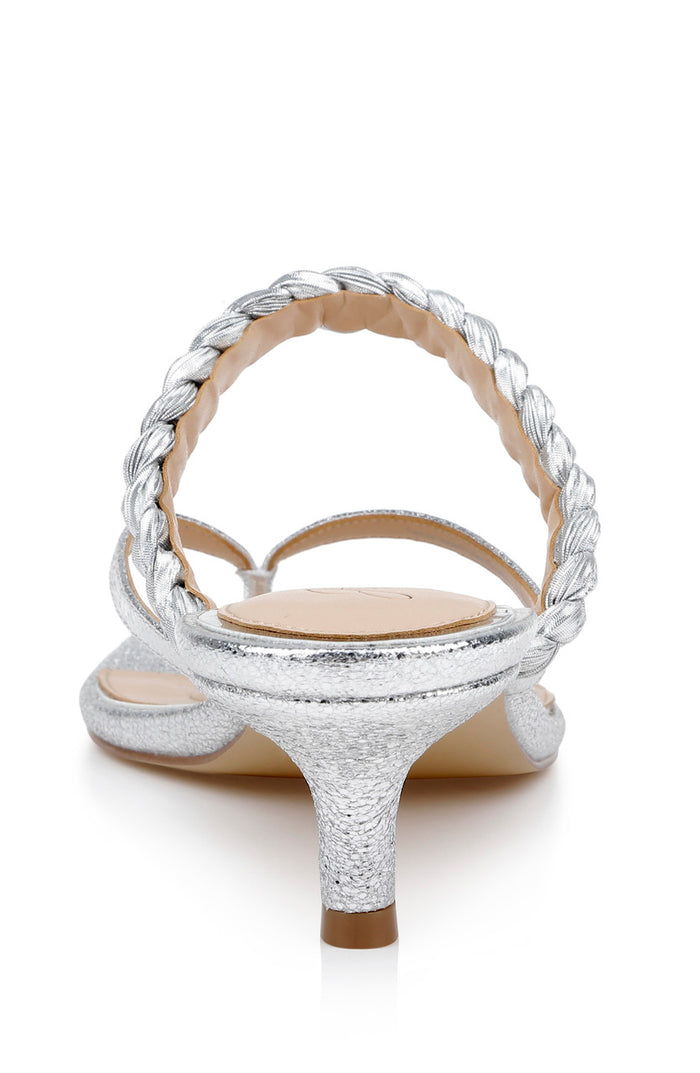 Silver Metallic | Nadya Kitten Heel Thong Sandals Back