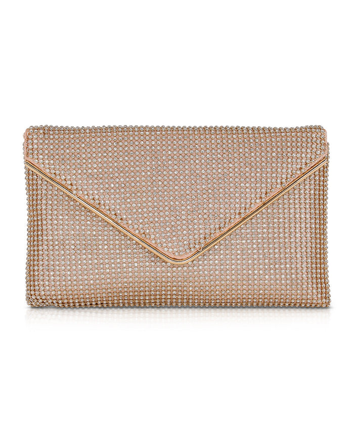 Gold | Noemi Crystal Envelope Clutch Front