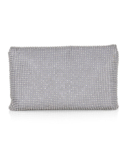 Silver | Noemi Crystal Envelope Clutch Back