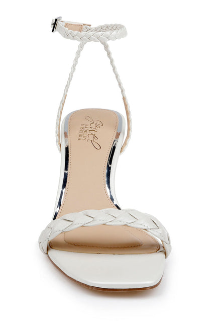 White Leather | Nyx Braided Ankle Strap Sandals Front