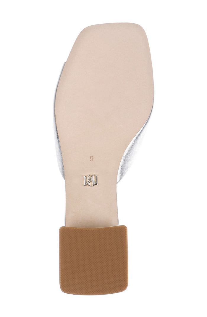 Silver Leather | Oahu Low Block Slide Sandal Sole