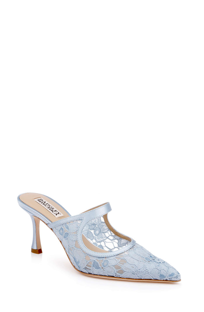 Blue Satin | Oaklyn Mary Jane Mule Front Side