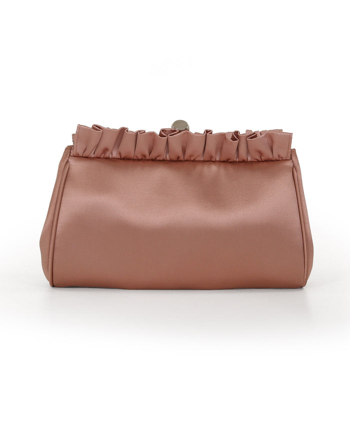 English Rose | Olivia Satin Ruffle Top Pouch Clutch