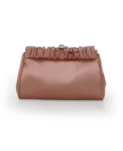 English Rose | Olivia Satin Ruffle Top Pouch Clutch