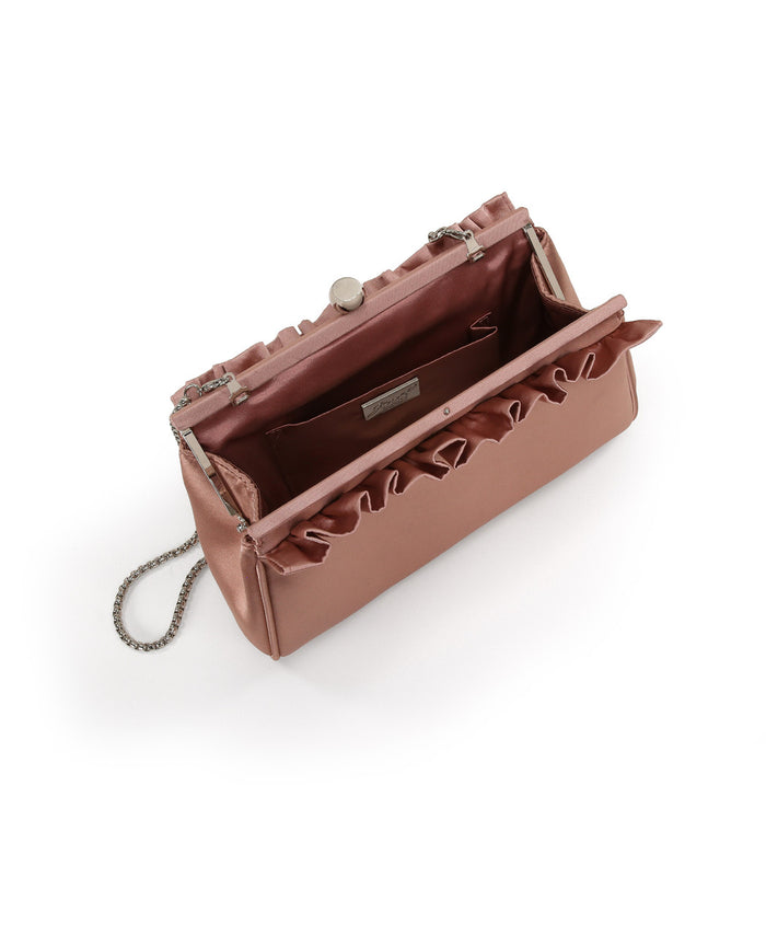 English Rose | Olivia Satin Ruffle Top Pouch Clutch