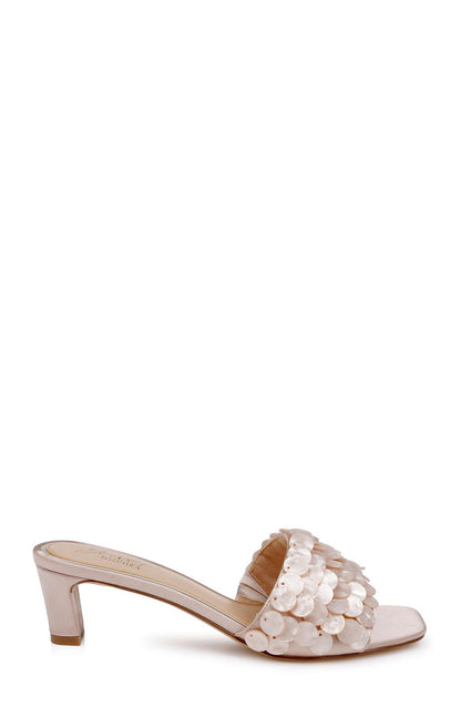 Dark Nude Satin | Pacific Heeled Mule Sandal Side