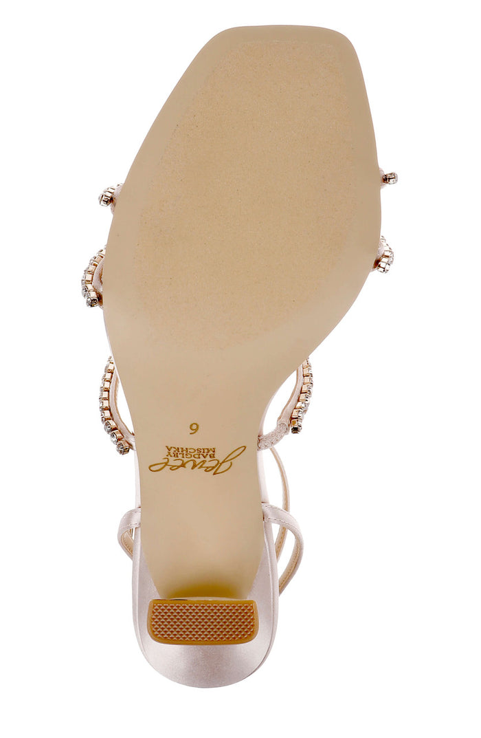 Champagne Satin | Paulette Ankle Strap Sandal Sole