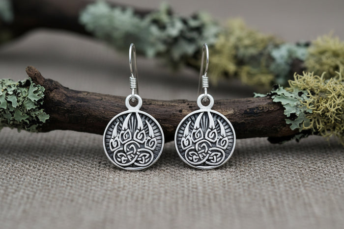 vkngjewelry Earring Silver Sterling Berserker Bear Paw Pendant Earrings