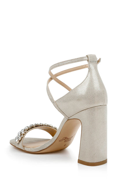 Gold | Penny Crystal Embellished Block Heel Back Side