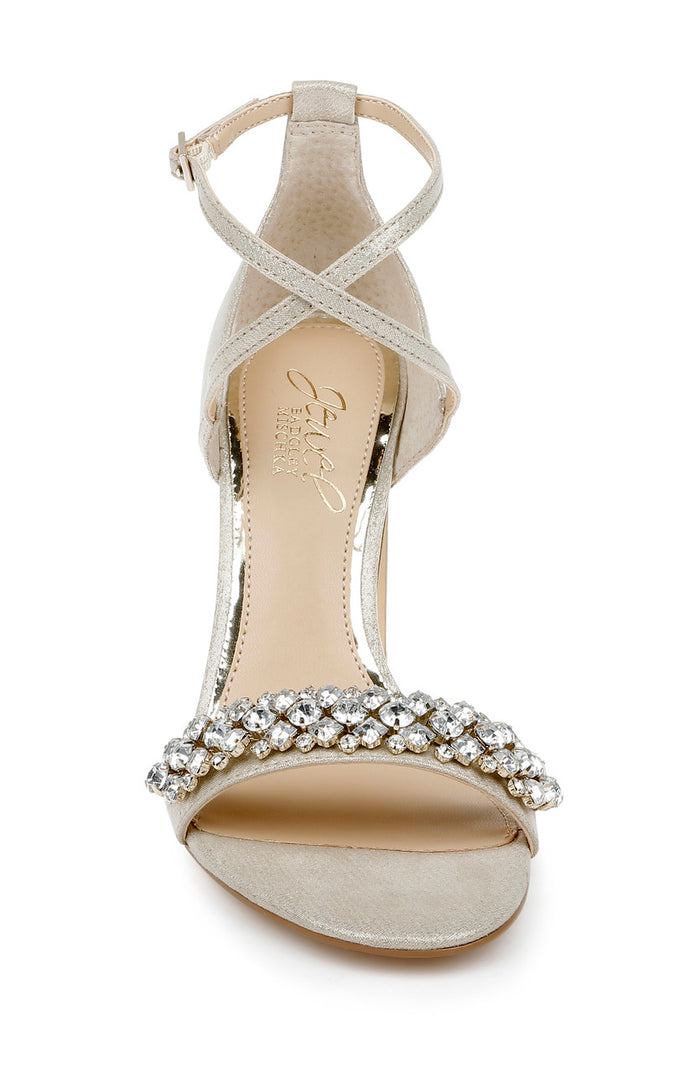Gold | Penny Crystal Embellished Block Heel Front