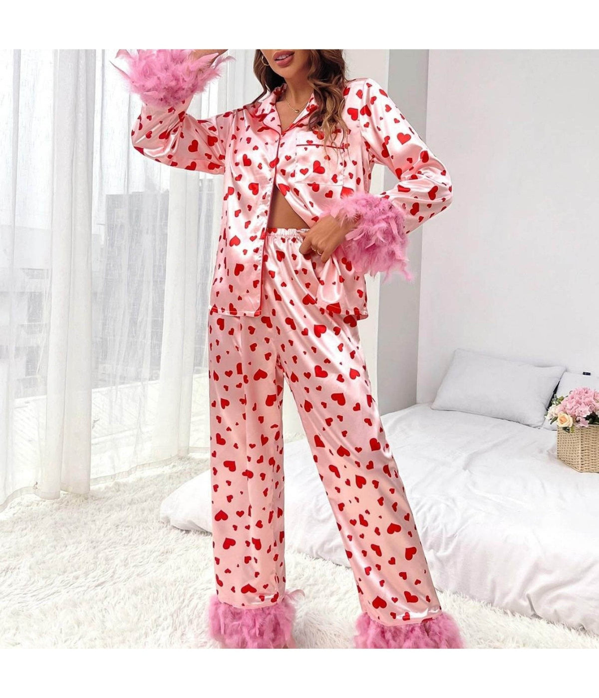 Pink & Red Heart Pajama Set