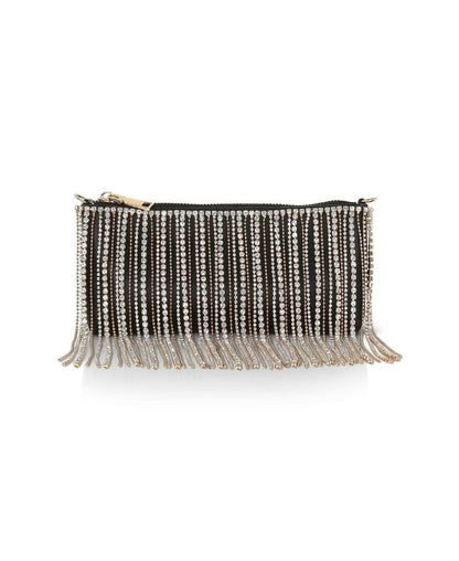 Piper Top Zip Crystal Fringe Leather Crossbody