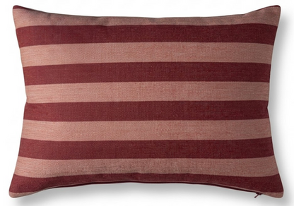 Ready to Ship, 12x16 Hanson Stripe Pillow Cover in Raspberry, Schumacher Textiles