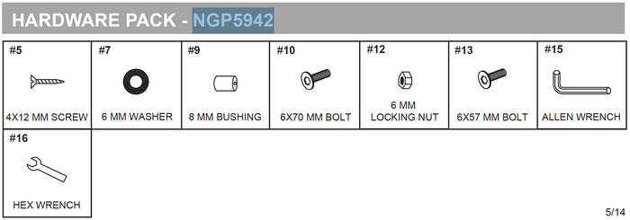 Replacement Part NGP5942 Hardware Pack