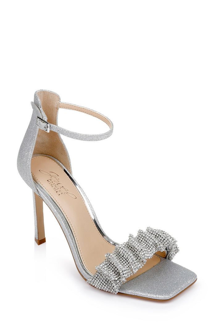 Silver | Ridley Bejeweled Strap Stiletto Heel