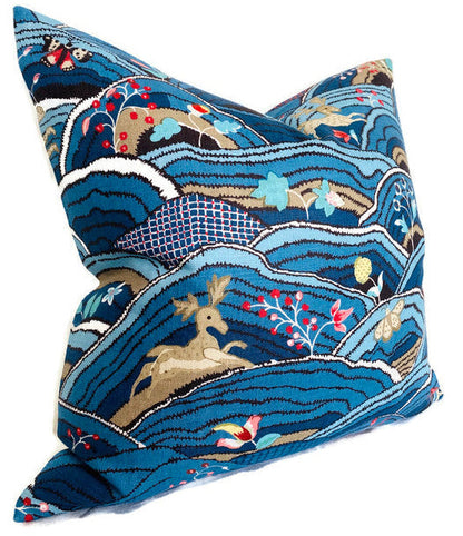 Rolling Hills Pillow Cover in Blue, Schumacher Textiles