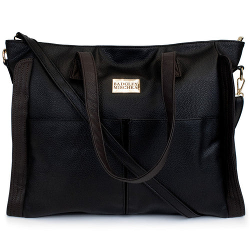 Black | Rose Vegan Leather Travel Tote Weekender Bag