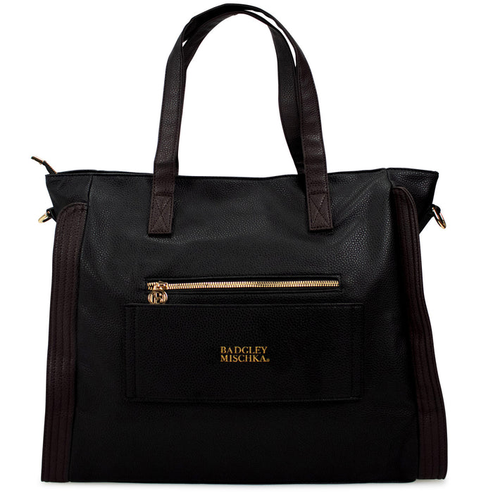 Black | Rose Vegan Leather Travel Tote Weekender Bag