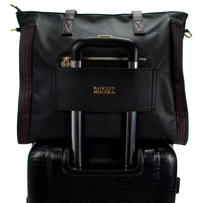 Black | Rose Vegan Leather Travel Tote Weekender Bag