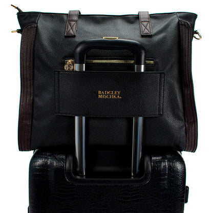 Black | Rose Vegan Leather Travel Tote Weekender Bag