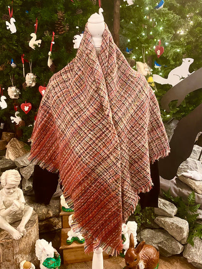 Scarf - Blanket Scarf with Striped Plaid Pattern