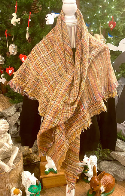 Scarf - Blanket Scarf with Striped Plaid Pattern