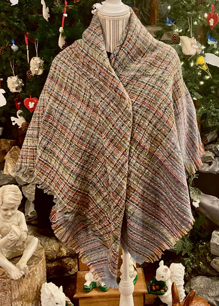 Scarf - Blanket Scarf with Striped Plaid Pattern