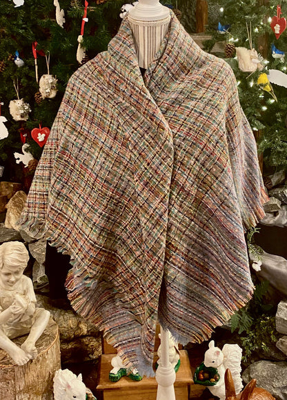 Scarf - Blanket Scarf with Striped Plaid Pattern