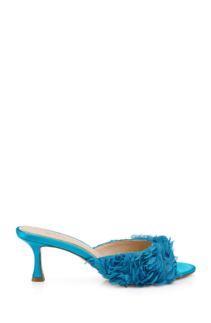 Blue Blue | Scarlet Kitten Heel Mule Sandals Side