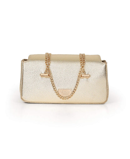 Gold | Senna Compact Faux Leather Box Clutch Back
