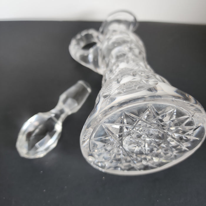 Signed Bergen cut glass abp Antique handled cruid