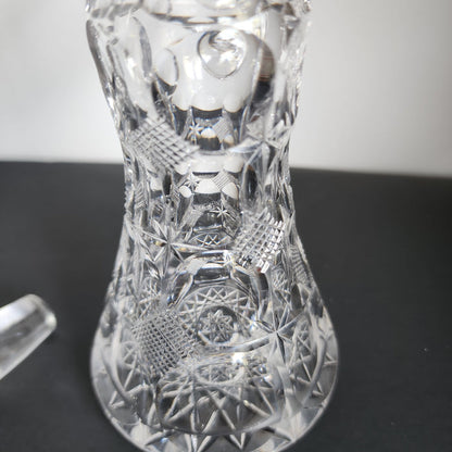 Signed Bergen cut glass abp Antique handled cruid