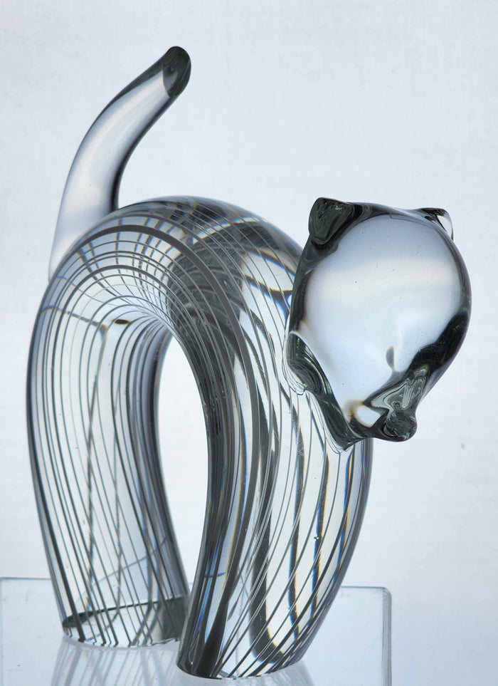 signed Licio Zanetti glass cat figurine as is