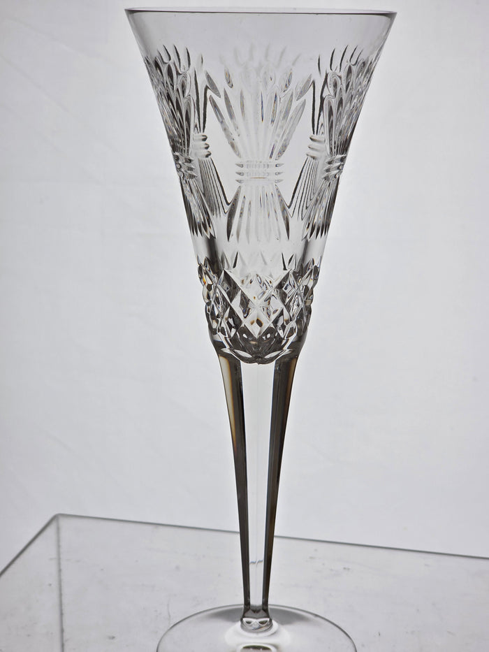 Signed Waterford CUT GLASS millennium Prosperity Toasting Flutes pair crystal