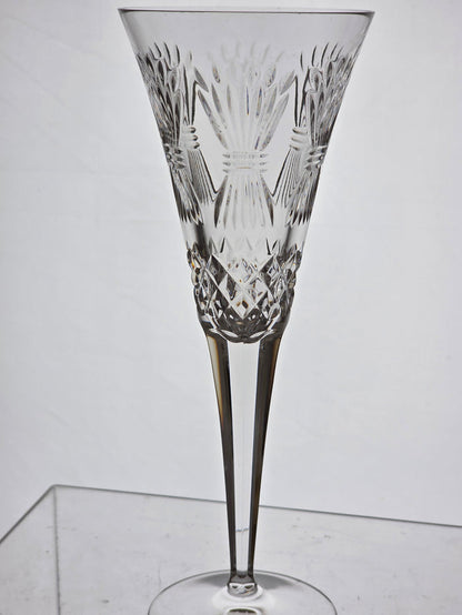 Signed Waterford CUT GLASS millennium Prosperity Toasting Flutes pair crystal