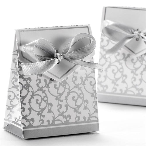 Silver Wedding Favor Envelope Bag with Ribbon (50 Pcs)